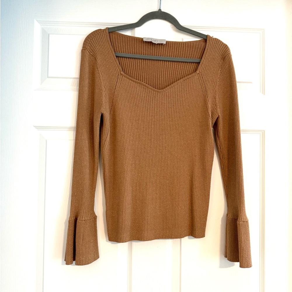 LOFT Brown Ribbed Women's Blouse